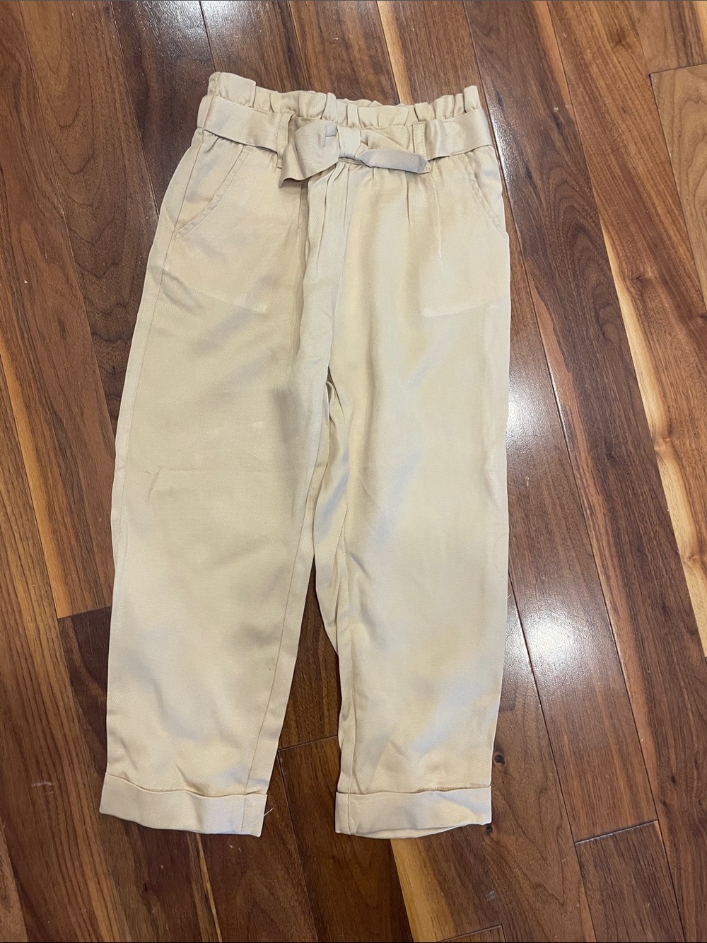 Janie and Jack Tan Elastic Paperbag Waist Pants